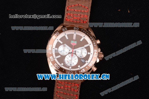 Tag Heuer Formula 1 Miyota Quartz Rose Gold Case with Stick Markers Brown Dial and Brown Nylon Strap - Click Image to Close